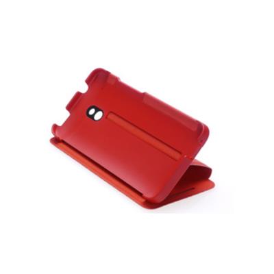 HTC Double Dip Flip Case HC V851 - Hardcase voor mobiele telefoon - kunstleer - zwart / rood - voor HTC One Mini