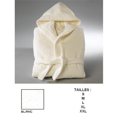 Peignoirs adulte capuche 100% coton 350 gr blanc