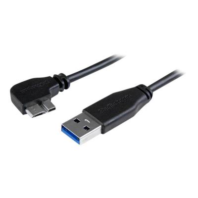 StarTech.com Slanke Micro USB 3.0 kabel haaks naar links - Micro USB 3.0 aansluitkabel in 90° hoek 1 m - m/m - USB-kabel - 1 m