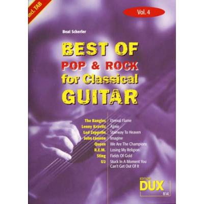 Partitions variété, pop, rock... Edition Dux BEST OF POP & ROCK FOR CLASSICAL GUITAR SOLF. & TAB VOL.4 Guitare tablatures