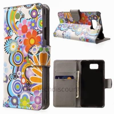 Housse etui coque portefeuille PU cuir pour Samsung Galaxy Alpha G850F + film ecran - FLEURS C
