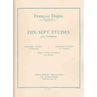 Méthodes et pédagogie LEDUC DUPIN F. - 17 ETUDES - XYLOPHONE Percussion