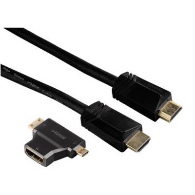 Hama-câble hdmi™ haute vitesse,mâle - ethernet, 1,5 m + 2 en 1 adaptateur hdmi™