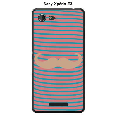 Coque Sony Xpéria E3 - Marinière Moustache - 3 Toasted Almond