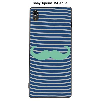 Coque Sony Xpéria M4 Aqua - Marinière Moustache - 5 Lucite Green