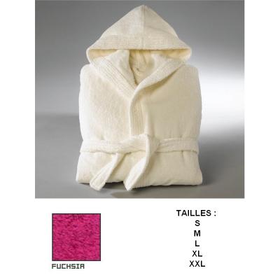 Peignoirs adulte capuche 100% coton 350 gr rose fuschia