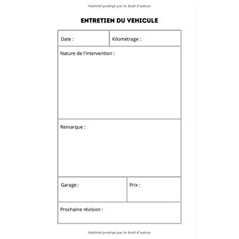 Carnet d'entretien Véhicule Renault - Carnet d'entretien voiture