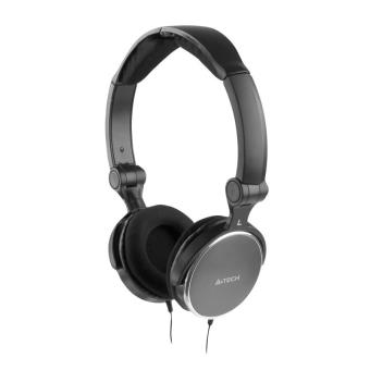 Casque noir et chrome repliable stéreo tour de tête avec micro et réglage vol. - 1