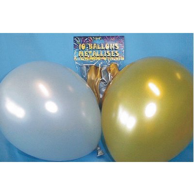 Rubie's - Ballons de baudruche - Or/Argent : Sac de 10 ballons