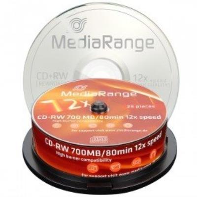 Mediarange cd-rw 700 mo 80 min 12x, 25 pièces en cloche mr235-25