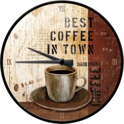 pendule metal ronde best coffee in town café horloge cuisine