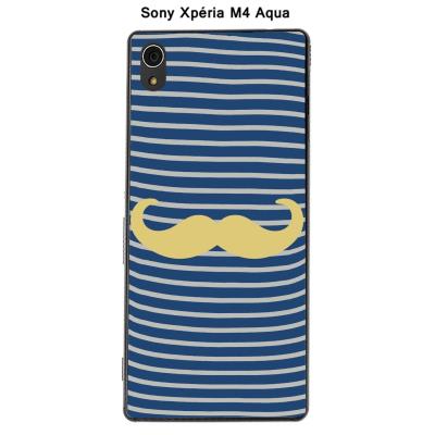 Coque Sony Xpéria M4 Aqua - Marinière Moustache - 5 Custard