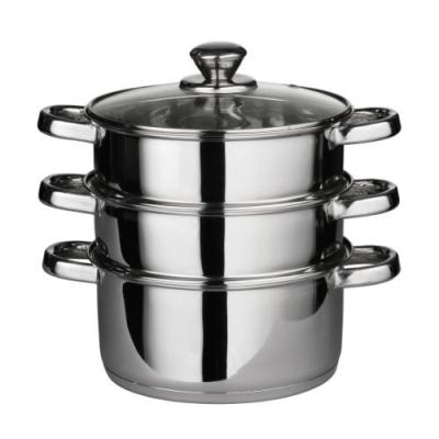 PREMIER HOUSEWARES - CUISEUR VAPEUR - COUVERCLE VERRE - FOND ENCAPSULÉ - INOX - 3 ÉTAGES - 22 CM X 25 CM