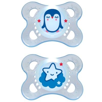 mam - lot de 2 tétines - garçon - motif vert et bleu - sans bisphenol a