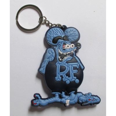 porte clé rat fink noir et gris double face plastique souple kustom usa