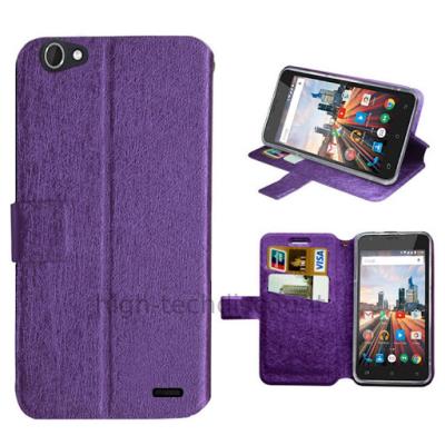 Housse etui coque pochette portefeuille pour Archos 50 Helium Plus - MAUVE
