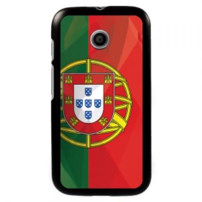Coque noire pour Motorola Moto E motif drapeau Portugal