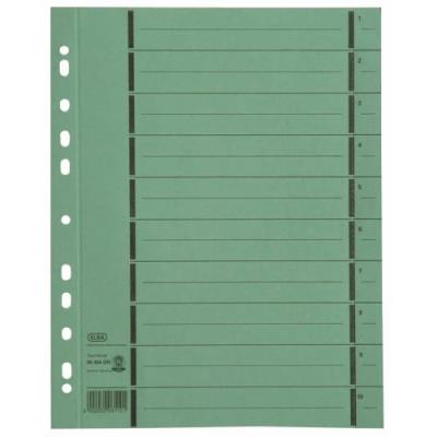 Elba - intercalaires avec perforation, format a4 extra large, vert, en carton manila, 250 g m2, lignes 1-10 imprimées en noir, o