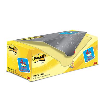 Bloc de notes adh&eacute;sives Super Sticky - 76 x 127 mm - Couleur : Jaune  -