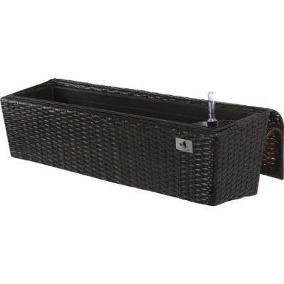 Jardinières En Résine Tressée Gartenfreude Avec Support Et Système D'Irrigation, De Couleur Marron Bicolore,82 X 25 X 22 Cm