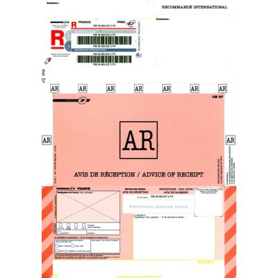 250 Imprimés recommandés international avec AR et avec CB