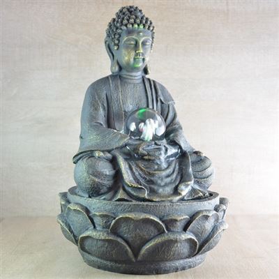 Fontaine d'intérieur bouddha méditation en résine 15x15x20cm