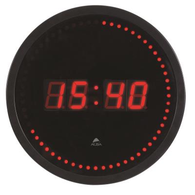Alba horloge murale led - coloris noir et rouge