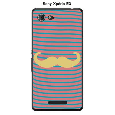 Coque Sony Xpéria E3 - Marinière Moustache - 3 Custard