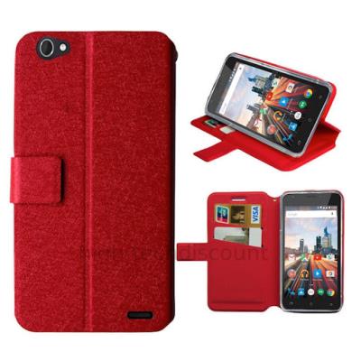 Housse etui coque pochette portefeuille pour Archos 50 Helium Plus - ROUGE