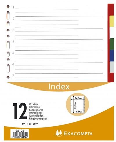 Exacompta Intercalaires imprimés numériques polypropylène 12/ 12 positions A4 Maxi Assorties vives - vue 2