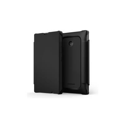 Mozo - Flip cover voor mobiele telefoon - plastic - klassiek zwart - voor Microsoft Lumia 435