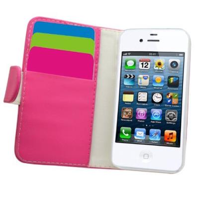 Samrick Etui Portefeuille En Cuir Avec Protecteur D'Écran, Tissu En Microfibre Et Stylet Bleu Pour Iphone 4 Et 4S