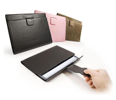 Tuff-Luv Pochette Pull-Tab: Etui housse en cuir veritable pour Tablette Sony S1-Noir