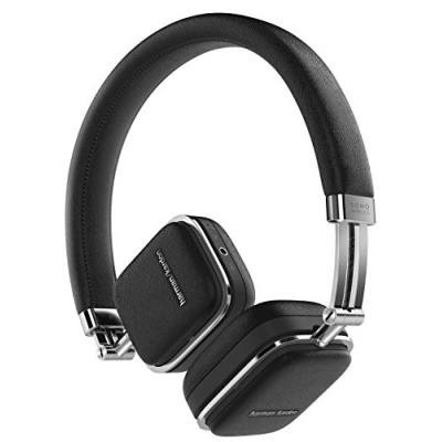 Harman Kardon Soho Casque Audio Supra-Auriculaire Pliable en Cuir Haut de Gamme avec Housse de Transport Compatible avec Apple iOS/ Smartphones /Tablettes Android /Lecteurs MP3 - Noir