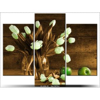 70 X 90cm Bouquet De Fleurs Pomme Verte Tableau Multi