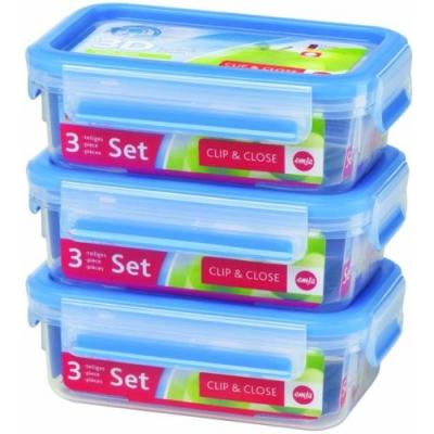 EMSA 508570 CLIP & CLOSE 3D PERFECT CLEAN LOT DE 3 BOÎTES ALIMENTAIRE 0,55 L EMPILÉ