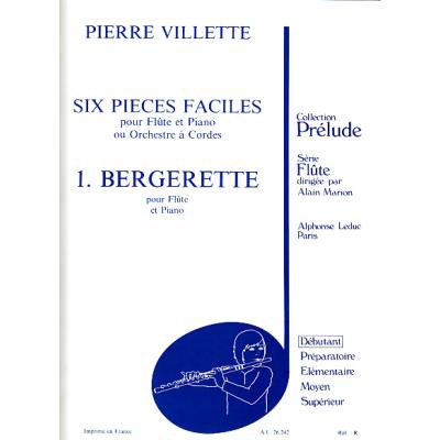 Partitions classique LEDUC VILLETTE P. - 6 PIECES FACILES (N° 1) - FLUTE ET PIANO Flûte traversière