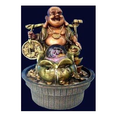 Fontaine d'intérieur bouddha rieur en résine 15x15x20cm