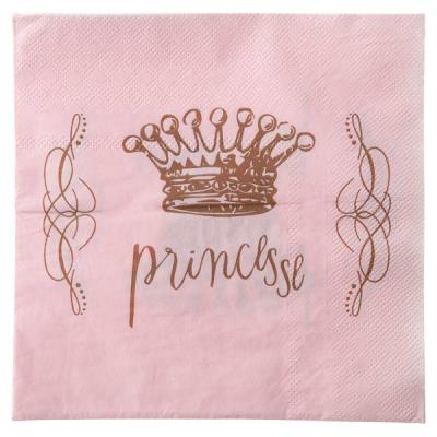 20 Serviettes de table Princesse Rose taille unique