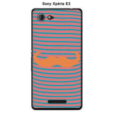 Coque Sony Xpéria E3 - Marinière Moustache - 3 Tangerine