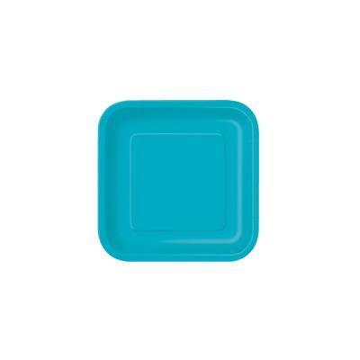 Petites assiettes turquoises carrées (x16)