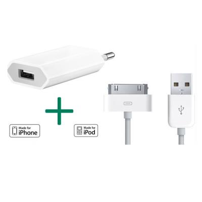 Kit chargeur maison et Câble iPhone 3 4 iPod BLANC