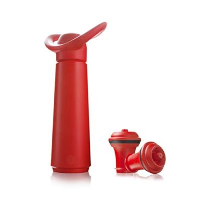 Vacu vin 09871606 pompe à vin + 4 bouchons rouge 4,5 x 7,5 x 14 cm