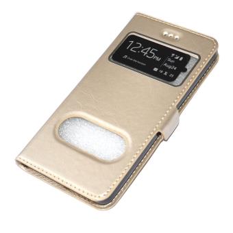 HOUSSE COQUE ETUI Cuir Pu view cover Doré gold pour LOGICOM L-EMENT 503 HOUSSE COQUE ETUI Cuir Pu view cover Doré gold pour LOGICOM L-EMENT 503