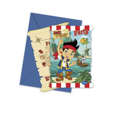 6 Cartes d'invitation avec enveloppe Jake et les pirates™