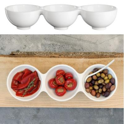 Plat apéritif 3 compartiments ronds 32 cm