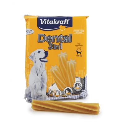 Bâtonnets à mâcher vitakraft dental 2 en 1 moyens et gros chiens sachet 180 g