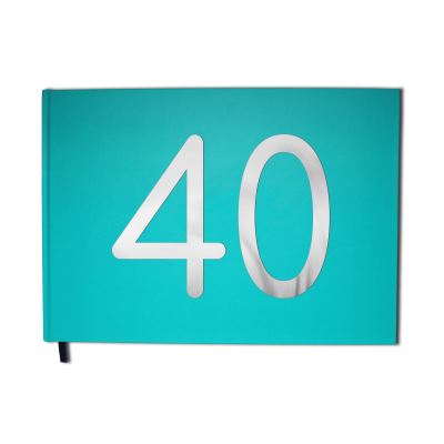 Livre d'or 40 ans - Anniversaire, Mariage, Retraite - Lettres chromées -100 pages - Qualité premium - Uttscheid Couleur :Bleu Calanque