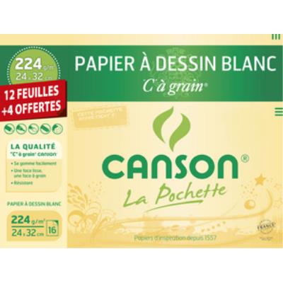 CANSON  Papier &agrave; dessins ""C"" &agrave; grain, 320 x 240 mm, pochette 