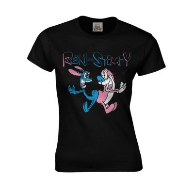 Femmes Ren et Stimpy Bum Bump T-shirt noir: Grand